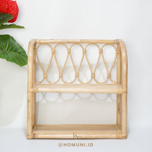 Rak Dinding Gantung dari Rotan Lala/Lili/ Tempat Buku/Tempat Bumbu