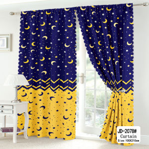 3D Blue Curtains New Sale Flower leaf Cartoon Coloful Kurtina Semi Cotton Design for Window Door Room Home Decoration No Ring Striped Star Butterfly Curtain 1PC 100x210cm Local Shipment COD