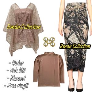 set kebaya wanita cantik outer kebaya dan rok lilit batik terbaru wisuda bridesmaid lamaran kondangan