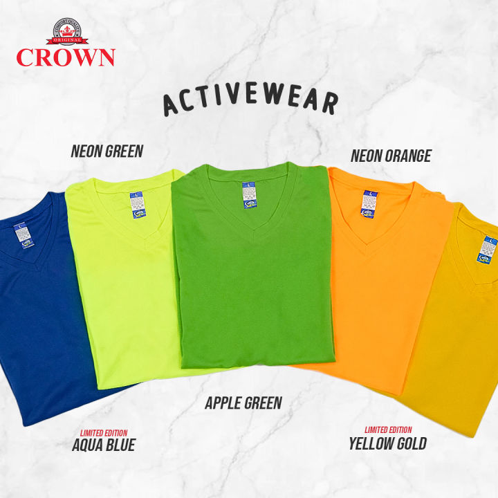 Crown Mens Active Wear V neck Dri fit Shirt Light Colors Army Green