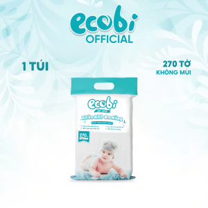 Khăn khô đa năng cao cấp cho bé Ecobi túi 300/600/900G không mùi không parabens siêu tiết kiệm