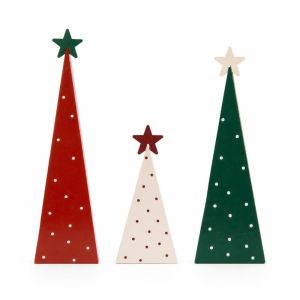 NAELIN 3pcs Cây thông Noel Đồ trang trí để bàn Chấm bi với Ngôi Sao Trên Cây Đồ trang trí Giáng sinh bằng gỗ Lễ hội Đồ trang trí trung tâm phong cách nhà nông thôn Trang trí nhà cửa