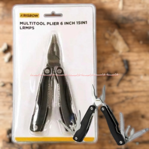 Krisbow 6inch Tang Multitool 15in1 Black Serbaguna Pisau Warna Hitam Kris Kuat Kokoh