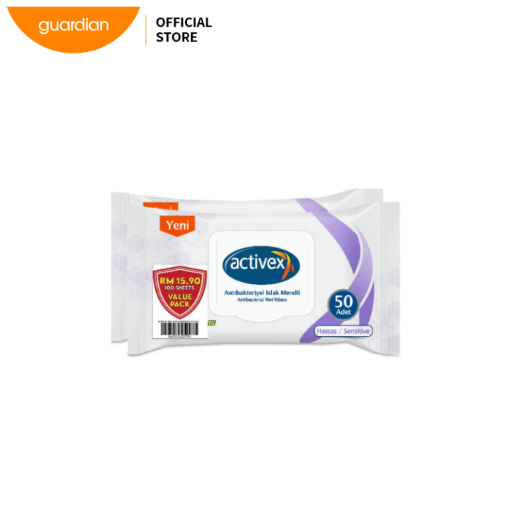 Activex Antibacterial Wet Wipes 50Sx2 Sensitive Lazada