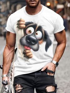 T-Shirts Men Funny Animal dog Cartoon Graphic T-Shirts Summer Outdoors Short Sleeve Tops Fashion Casual loose O-Neck Men Clothes