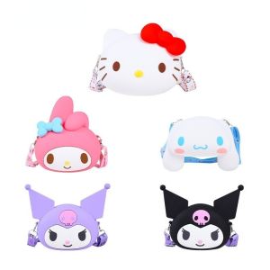 Sanrio กระเป๋าสะพายไหล่ ซิลิโคน ลาย Hello Kitty Kuromi My Melody เหมาะกับของขวัญวันเกิด ของเล่นสําหรับเด็ก