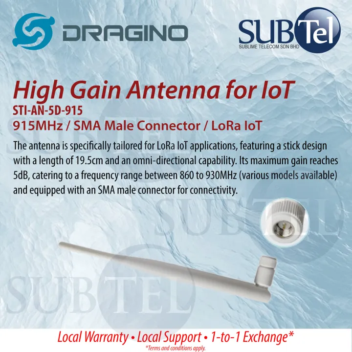 Dragino STI-AN-5D-915 High Gain Antenna for IoT Omni Directional 5dB ...