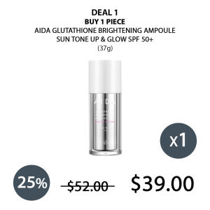 (AIDA) Glutathione Brightening Ampoule Sun Tone Up & Glow SPF 50+ PA++++ 37g - COCOMO