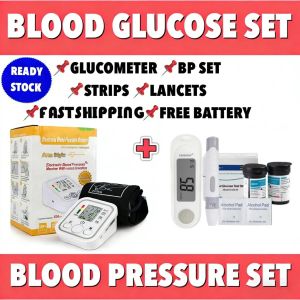(Recommended by health experts) Upper Arm Blood Pressure Monitor + Glucometer Set | Monitor Tekanan Darah Lengan + Alat Ukur Gula Darah 2-in-1 Health Monitor LCD Display Accurate for Family Digital