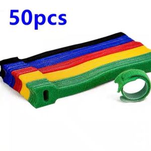 ZH449 50pcs multi Color Buddle Wire Management Tie Charger Cord Datas Organizer Strap Ties