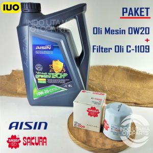 Oli Mesin 0w 20 Aisin dan Filter Oli Vios Yaris Limo Sienta C-1109