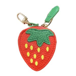 CRNGW Cute Fruit Shape Coin Purse Korean Style Strawberry PU Leather Pendant Creative Key Ring Mini Storage Pouch Women