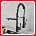 Keran Pantry Kran Dapur Cuci Piring Fleksibel Hitam Matte Panas dan Dingin SUS 304 Keran Air 1/2 Inch Keran Angsa Fleksibel Kepala Besar. 