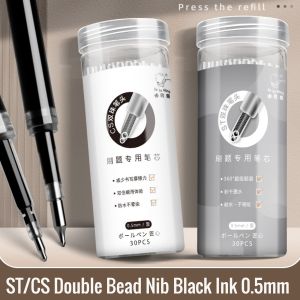 30pcs Retractable Gel Pen ST/CS Nib Refill Ballpen Refill Carbon Pen Refill 0.5mm Black Ink School Office Supplies