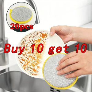 buy 10 get 10 Double-Sided Dishwashing Sponges Heavy Duty Silver Wire Cleaning Sponge for Kitchen