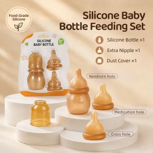 Anti-Colic Wide-Neck Silicone Baby Feeding Bottle Bottom Air Vent Newborn Natural Latch Milk Bottle Botol Susu Bayi Anti Kolik