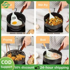 【HOSPORT】Nonstick Sauce Span Boiled Milk Pot Long Handle Medical Stone Omelette Pan with Lid Instant Noodle Pot for Home Kitchen【1-3 days delivery】