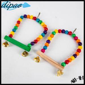 【dipao】 Natural Wooden Parrots Swing Toy Birds Perch Hanging Swings Cage Colorful Beads