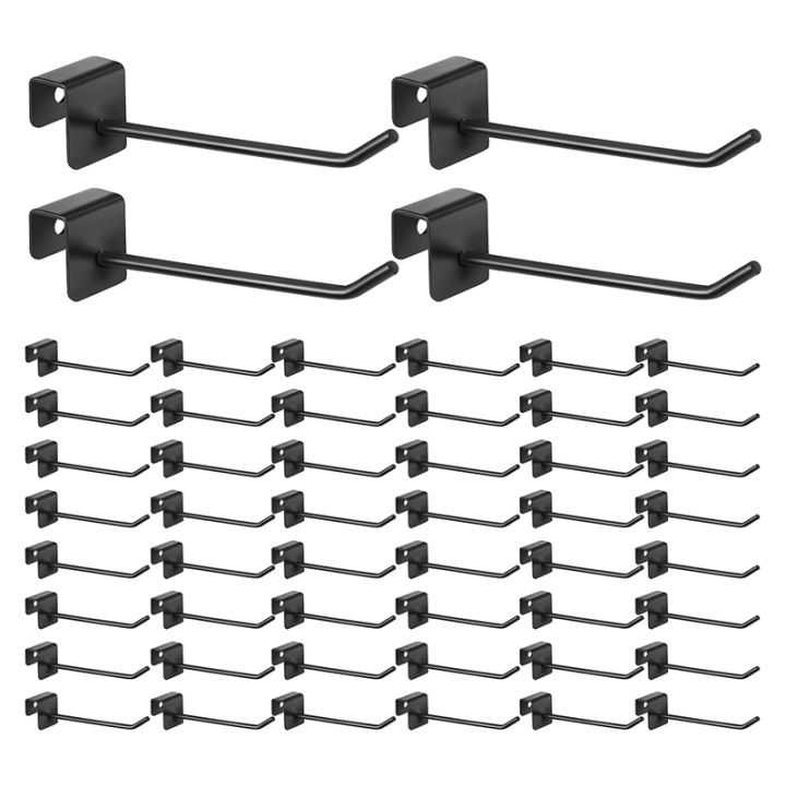 48 Pcs 4 Inch Black Metal Panel Hook Hanger Square Tube Slatwall Hooks