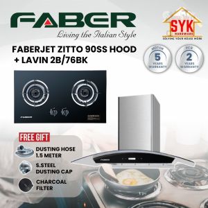 SYK Faber Kitchen Cooker Cooktops Hood and Hob Set FABERJET ZITTO 90SS LAVIN 2B/76BK Dapur Gas Stove Masak Penyedut Asap