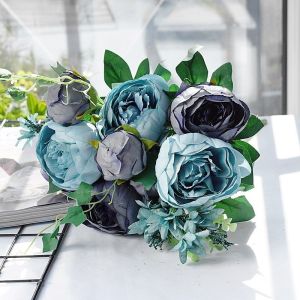 Bunga Palsu Bunga Plastik 12 Head Luxury Big Peony Bouquet Artificial Flower Photo Props