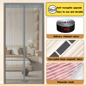 DUBOR Upgrade Door Curtain Magnetic Screen Door Suitable for all door frames. Full-Frame Magnetic Mesh Net for Sliding Doors. Full-Frame Hook-and-Loop Fit Door Screen for Mosquitoes