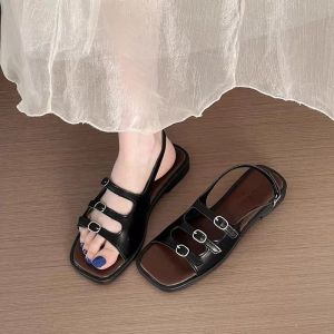 SoleQuest Exquisite  Neutral Leather Casual Sandals in Gladiator Style Flat and Elegant for Women#WL007