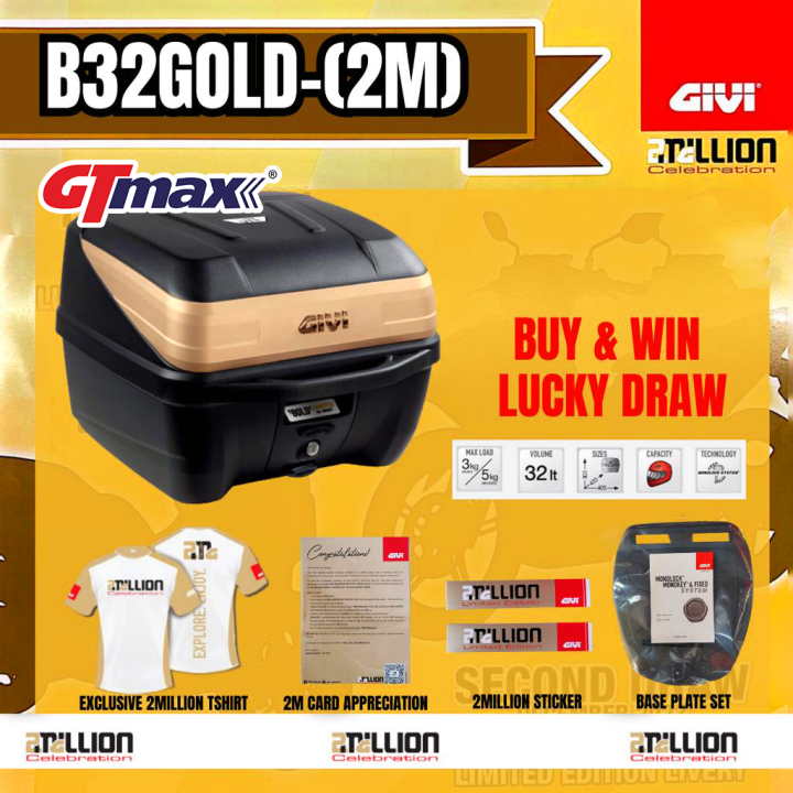 100% ORIGINAL GIVI) GIVI BOX B32N GOLD LIMITED MONOLOCK TOP 100% ORIGINAL GIVI) GIVI BOX B32N GOLD LIMITED MONOLOCK TOP