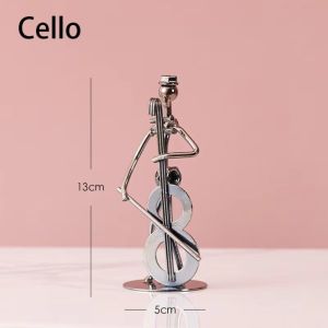 FLYING Metal Music Instrument Ornament Violin Craft Guitar Player Statue Minimalist Musician Ironwork Band Ornament Home Decor Scene