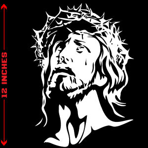 JESUS RELIGIOUS STICKER 12 INCHES VINYL DECAL FOR CAR AND DOOR