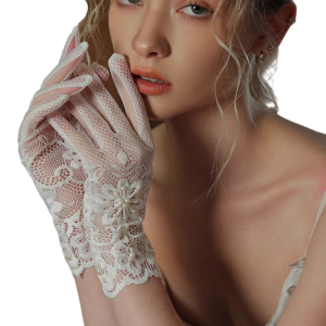 Short Bride Gloves Intricate Lace Ideal for Strapless Ball Gown Dresses Bachelorette Party