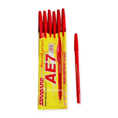 (1pack 12pcs) Pulpen Standard AE7 Bolpen Bolpoint Hitammerahbiru