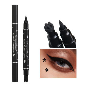 Double-headed Black Eyeliner Pencil With Stamp Waterproof Eye Makeup Long Lasting For Girls