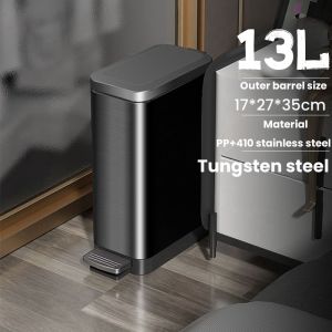 15/20L Stainless steel garbage can Pedal Trash Can Kitchen Trash Bin with Liner silent garbage can