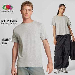 Fruit of the Loom Soft Premium Tshirts for Men & Women 100% Cotton Mens T-shirts Daily Tops Basic Plain Heather Gray