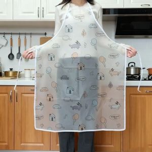 SDFSF Oil-proof Waterproof Printed Apron Stain-resistant Extended Length Dishwashing Cleaning Apron Casual Wear-resistant Catering Work Clothes Kitchen