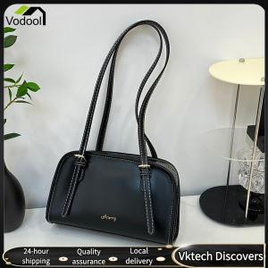 【Vodool】Ladies All-Match Underarm Bag Solid Color Stylish Armpit Bag PU Leather Retro Shoulder Bag Work Date Bag