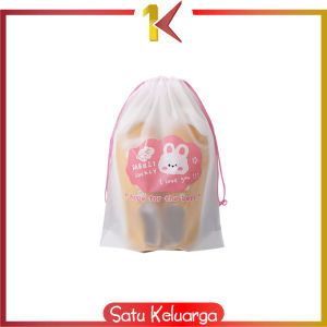 SK-C979 Travel Pouch Serut Transparan Motif Bear Tas Serut Tempat Penyimpanan Serbaguna