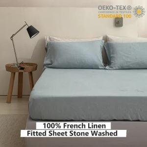 ปลอกผ้านวมลินินเรียบง่ายและหรูหรา (1 ชิ้น) - ปลอกที่นอนแบบกระเป๋าลึก 14 นิ้ว ลินินธรรมชาติ ผ้าฝ้าย เครื่องนอนนุ่มและระบายอากาศได้