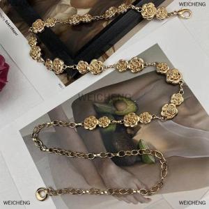 [COD] WEICHENG Fashion Metal Flower Waist Chain Retro Versatile Belt Womens Dress Suit Jeans Decoration Waistband Clothing Accessories