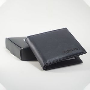BAPIN Dompet Kulit Lipat Koin Kartu Pendek Pria Hitam