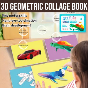 【Brain Training】3D Geometric Collage Book Three-Dimensional Stickers Train Concentration And Quiet Sticker Toys