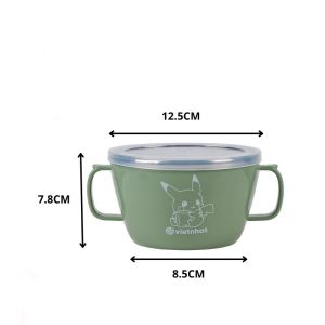 Tô cháo - Bát cháo ruột INOX 304 giữ nhiệt 2 quai có nắp Việt Nhật 6091. Ca giữ nhiệt đựng thức ăn cho bé giữ nhiệt 2 quai có nắp