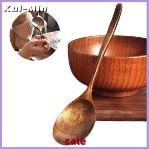 Kui-Min Spoons Wooden Soup Spoon Eco Friendly Tableware Natural Ellipse Wooden Ladle