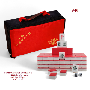 Bộ Mạt Chược Đỏ Loại 144 Quân Thượng Hạn - Size 30/40 - Đồ Chơi Mahjong Giải Trí Cao Cấp(TN)