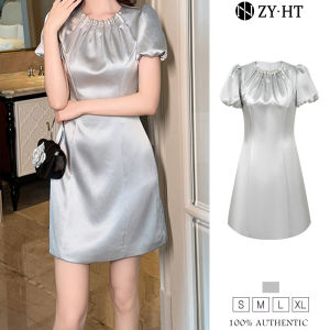 ZYHT EraVogue Womens Dresses Grey Dresses A-Shape Dresses Satin Dresses Work Dresses Hiso Dresses Vintage Dresses Work Dresses Party Dresses Evening Dresses 9848