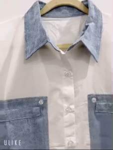KEMEJA WANITA KEKINIAN / KOMBINASI JEANS DAN KATUN / OXFORD KEMEJA 679
