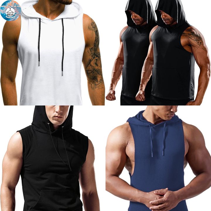 Plain Muscle Tee Hoodie Gymwear Muscle Flex Comffy Malambot