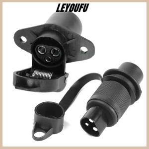 LEYOUFU 3 Pin Trailer Socket Connectors Round 3 Pole Plug-in Trailer Tractor Plug for Electrical Caravan Truck 12V