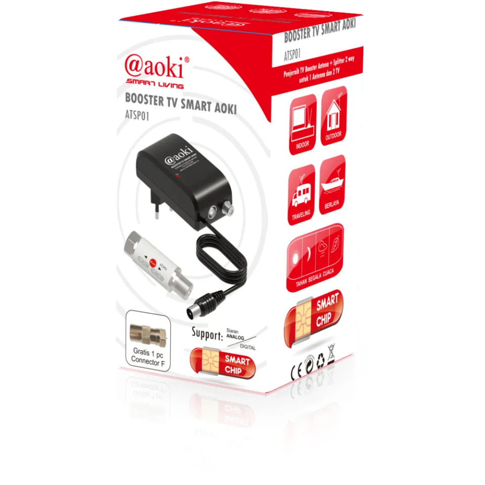 AOKI Booster Antena Penjernih TV Splitter untuk TV POWER SUPPLY